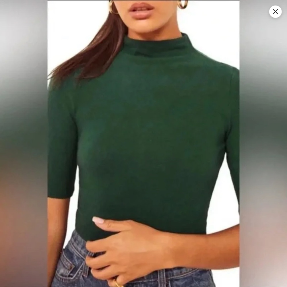 Reformation green mock neck top